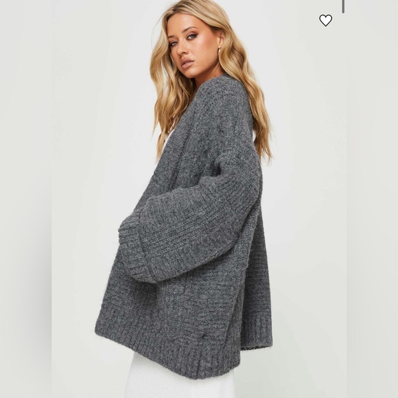 NWT PRINCESS POLLY Paisleigh Charcoal Chunky Cable Knit Cardigan Size S/M - Picture 2 of 10